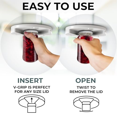 Under Cabinet Lid Jar Opener - for Weak Hands and Seniors with Arthritis - Heavy Duty, Allows to Easily Unscrew Any-Size Lid - Effortless Bottle & Can Opener for your Kitchen