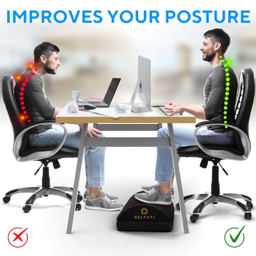 Ergonomic Under Desk Footrest - Premium Foot Rest for Work, Home & Office Use - 100% Memory Foam Foot Stool w/Adjustable Heights - Fantastically Comfortable & Perfect for Pain Relief and Leg Support